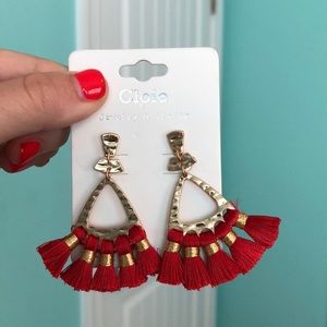 Red tassel earrings